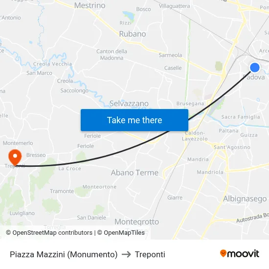 Mazzini Square (Monument) to Three Bridges map