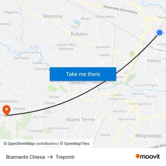 Bramante Church to Three Bridges map