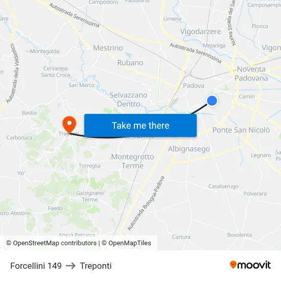 Forcellini 149 to Three Bridges map