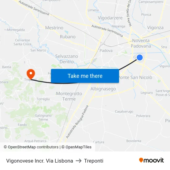Vigonovese Lisbon Street Junction to Three Bridges map