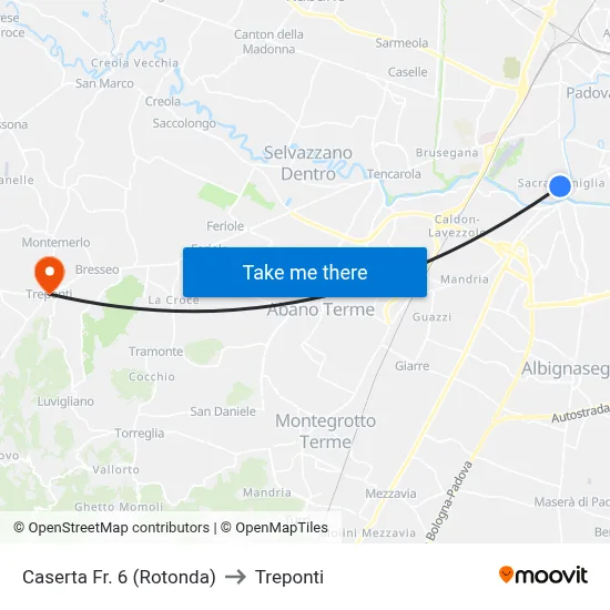 Caserta Junction 6 (Roundabout) to Three Bridges map