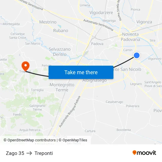 Zago 35 to Three Bridges map