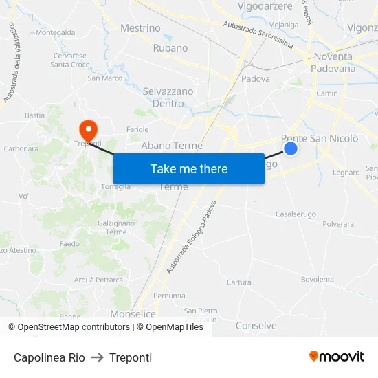 Rio Terminal to Three Bridges map