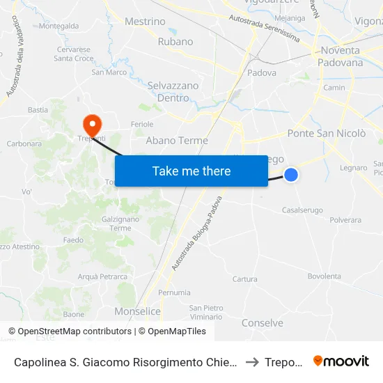 San Giacomo Risorgimento Church Terminal to Three Bridges map