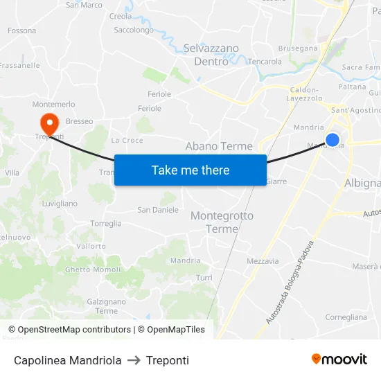 Mandriola Terminal to Three Bridges map