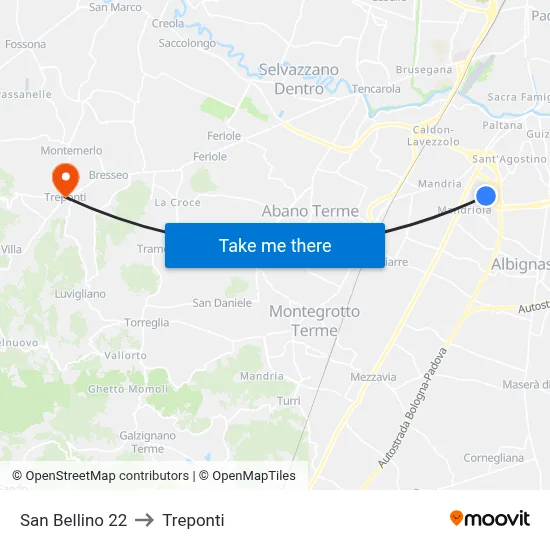 San Bellino 22 to Three Bridges map