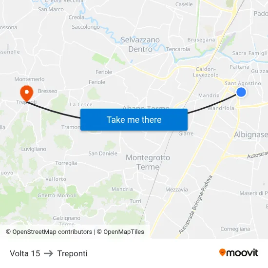 Volta 15 to Three Bridges map