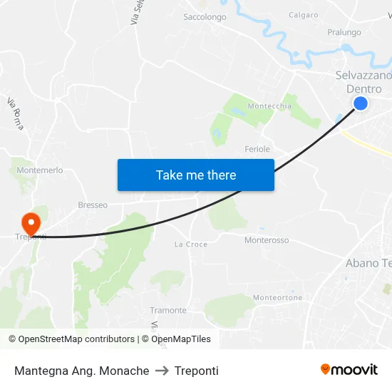 Mantegna Corner Monache to Three Bridges map