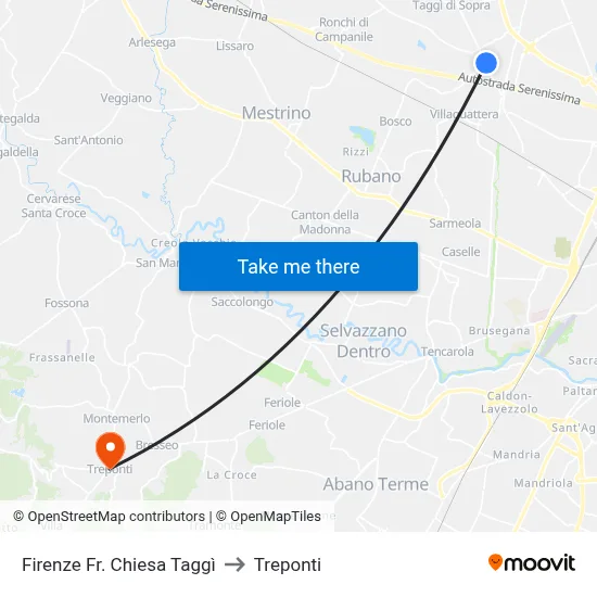 Firenze Fr. Chiesa Taggi to Three Bridges map
