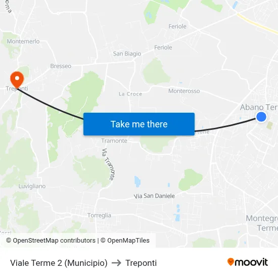 Terme Avenue 2 (Town Hall) to Three Bridges map