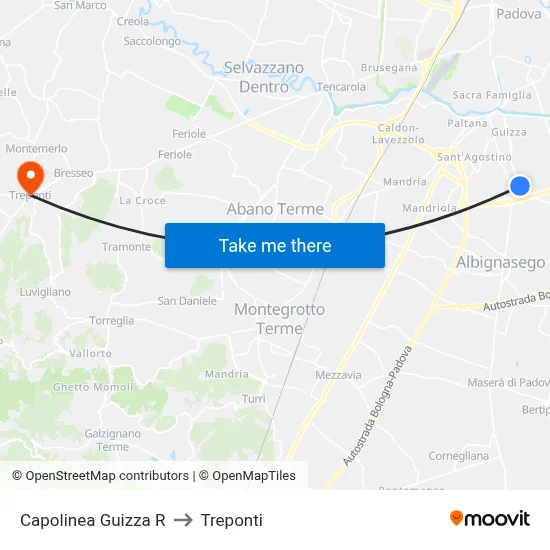Guizza Terminal R to Three Bridges map