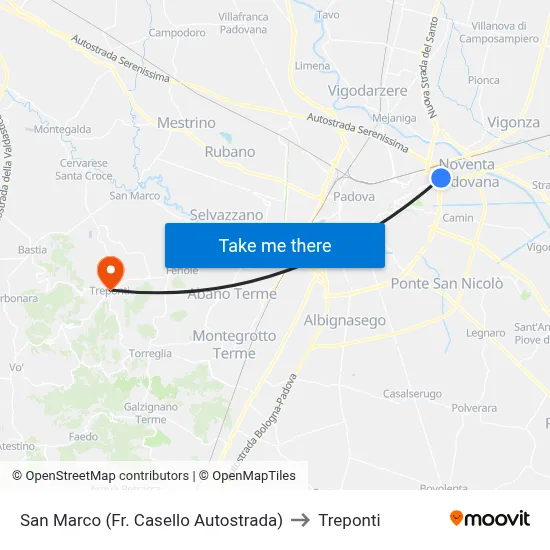 San Marco (Near Highway Toll) to Three Bridges map