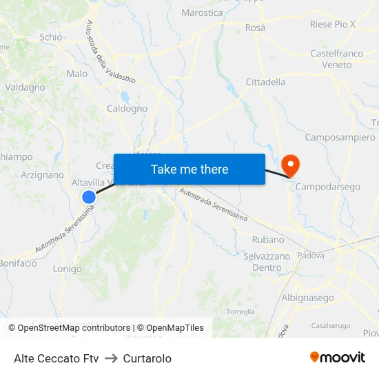 Alte Ceccato Ftv to Curtarolo map