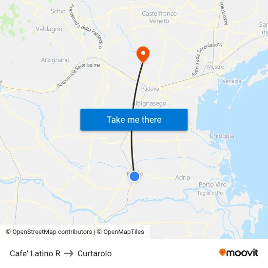 Latino Cafe R to Curtarolo map