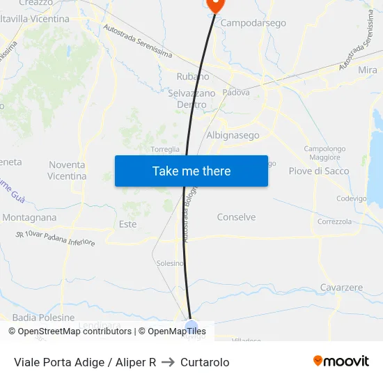 Porta Adige Avenue / Aliper R to Curtarolo map