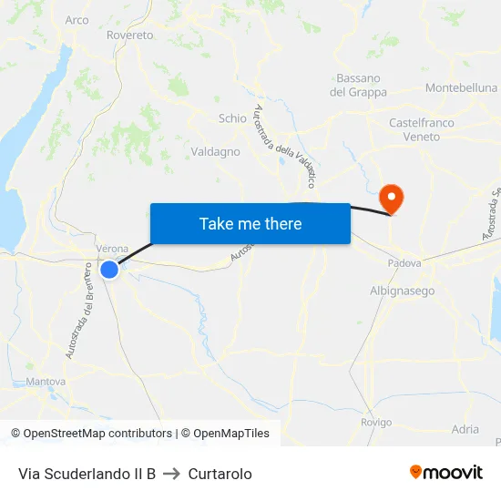 Scuderlando Street II B to Curtarolo map