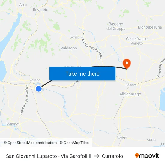 San Giovanni Lupatoto - Via Garofoli II to Curtarolo map