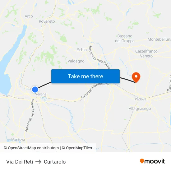 Reti Street to Curtarolo map