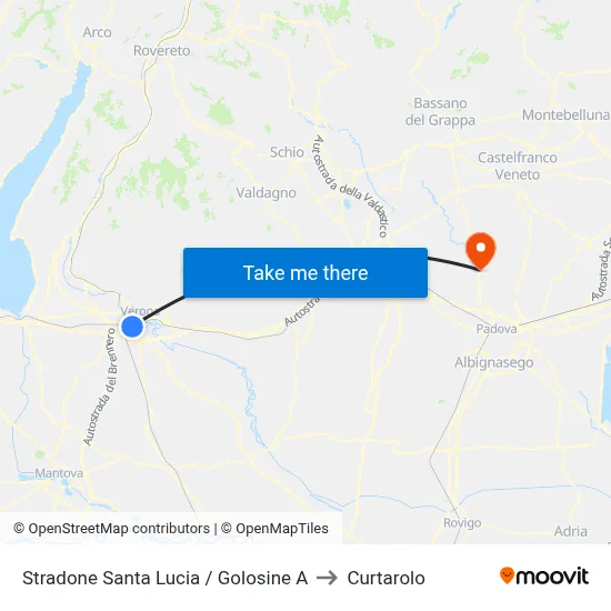 Santa Lucia Road / Golosine A to Curtarolo map