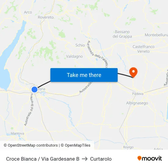 White Cross / Gardesane St B to Curtarolo map