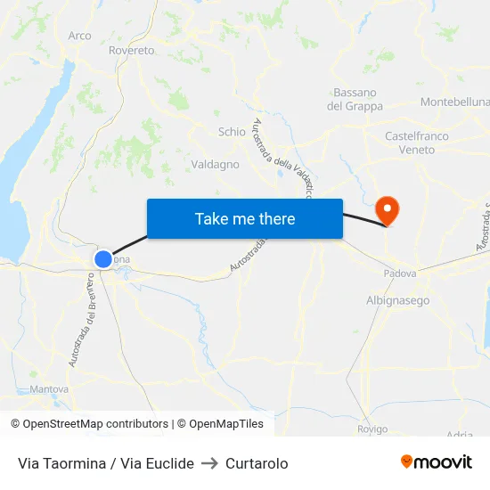 Taormina Street / Euclide Street to Curtarolo map
