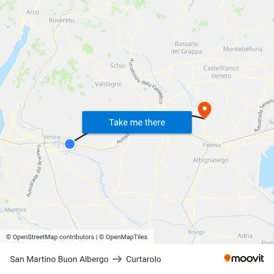 San Martino Buon Albergo to Curtarolo map