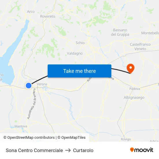 Sona Shopping Center to Curtarolo map