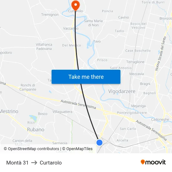 Montà 31 to Curtarolo map