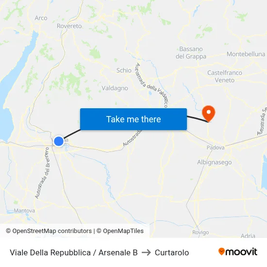 Republic Avenue / Arsenal B to Curtarolo map