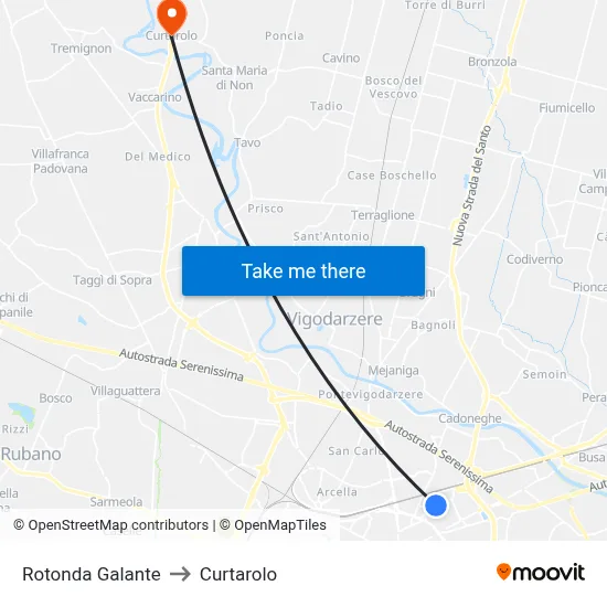 Galante Roundabout to Curtarolo map