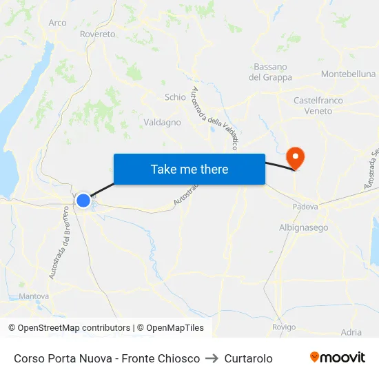 Corso Porta Nuova - Opposite Kiosk to Curtarolo map