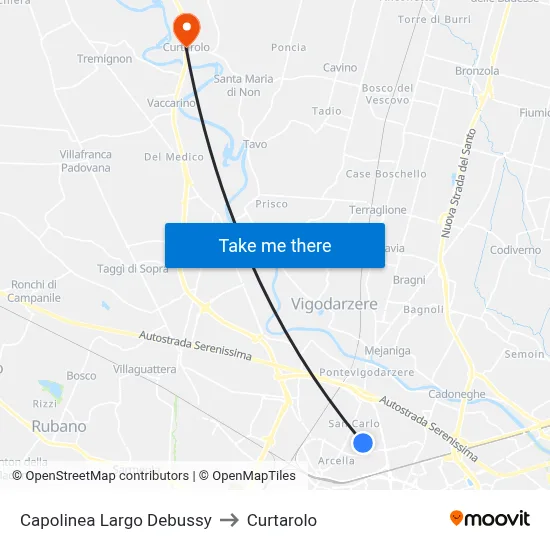 Debussy Square Terminal to Curtarolo map