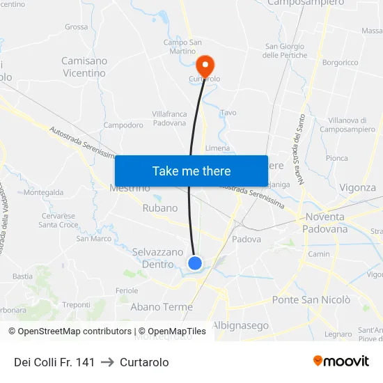 Dei Colli Opposite 141 to Curtarolo map
