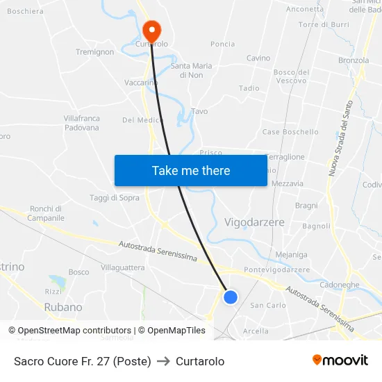 Sacred Heart Fr. 27 (Post Office) to Curtarolo map