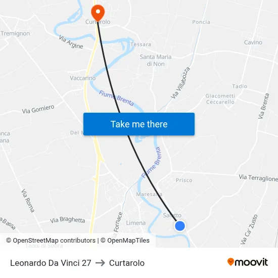 Leonardo Da Vinci 27 to Curtarolo map