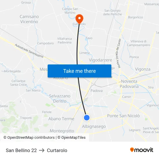 San Bellino 22 to Curtarolo map