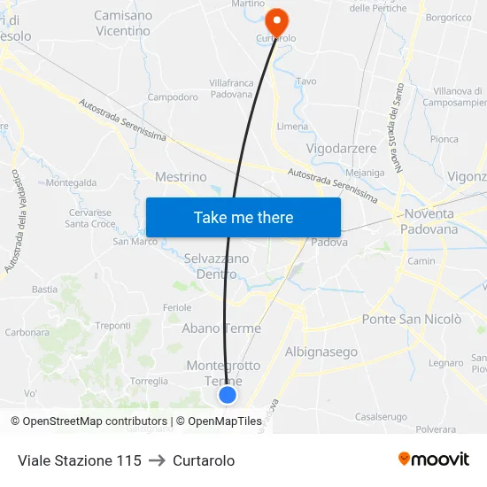 Station Avenue 115 to Curtarolo map