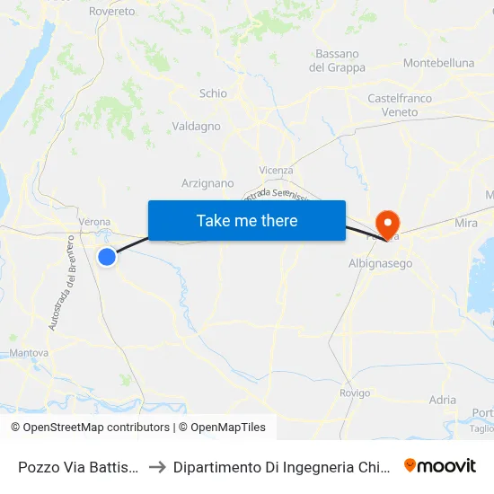 Pozzo Via Battisti A to Chemical Engineering Department map
