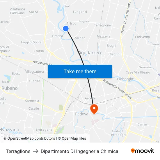 Terraglione to Chemical Engineering Department map