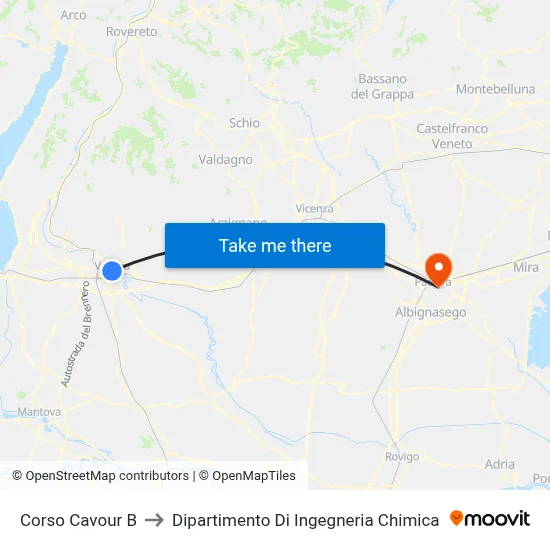 Cavour Avenue B to Chemical Engineering Department map