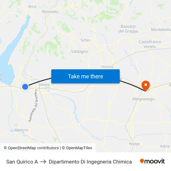 San Quirico A to Chemical Engineering Department map