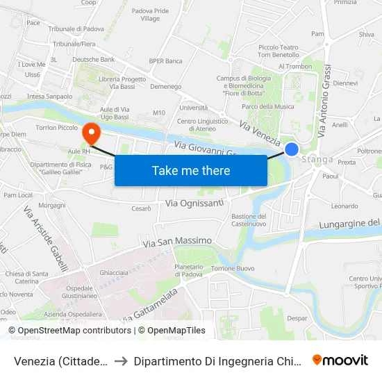 Venice (Citadel) to Chemical Engineering Department map