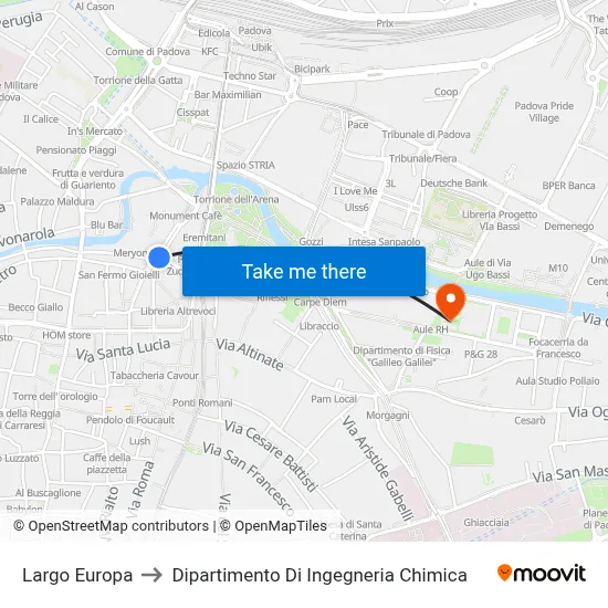 Europe Square to Chemical Engineering Department map