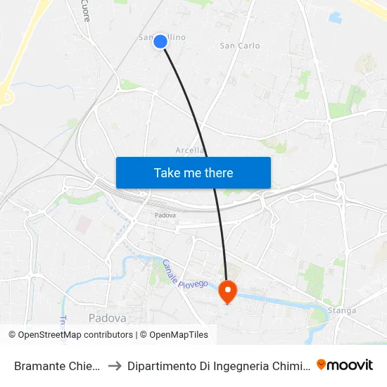Bramante Church to Chemical Engineering Department map