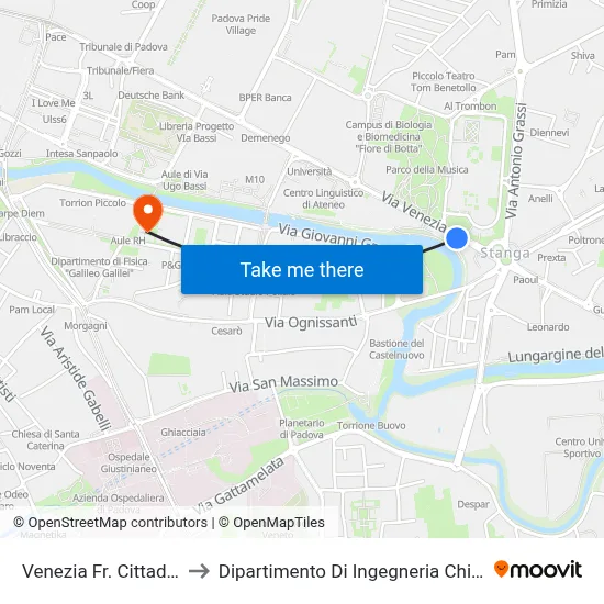 Venice Near Cittadella to Chemical Engineering Department map