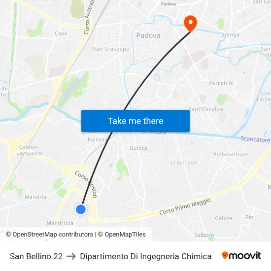 San Bellino 22 to Chemical Engineering Department map