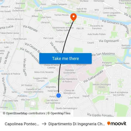 Pontecorvo Terminal to Chemical Engineering Department map