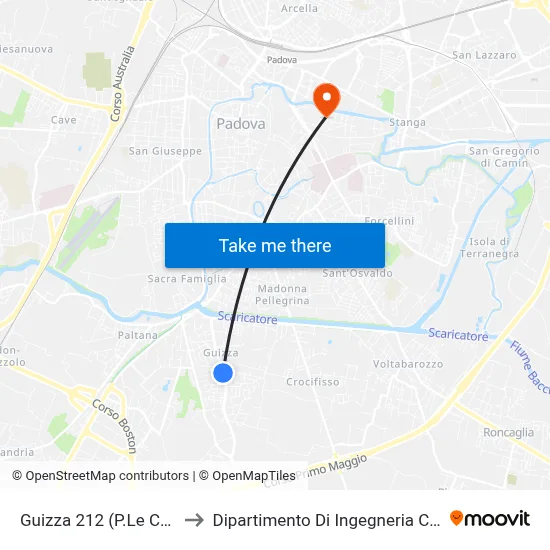 Guizza 212 (Cuoco Square) to Chemical Engineering Department map