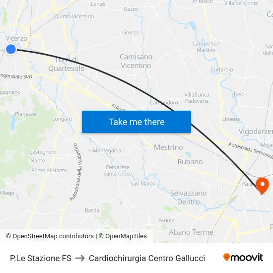 P.Le Stazione FS to Cardiochirurgia Centro Gallucci map