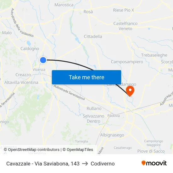 Cavazzale - Saviabona Street 143 to Codiverno map